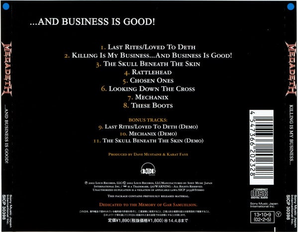 MEGADETH - KILLING IS MY BUSINESS (JAPONES) | Nextime Records