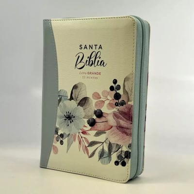 BIBLIA EMOCIÓN PRIMAVERAL AZUL CON CIERRE