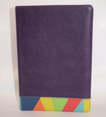 BIBLIA DE ESTUDIO ARCOÍRIS SIMI PIEL MORADO MULTICOLOR
