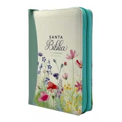 BIBLIA EMOCION PRIMAVERAL TURQUESA CON CIERRE