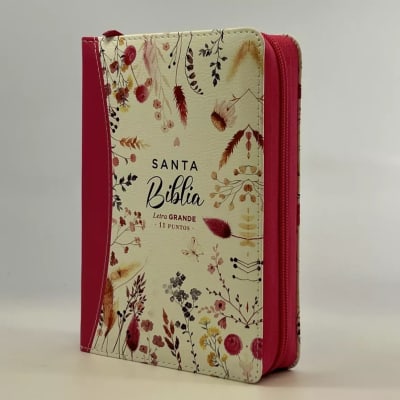BIBLIA EMOCIÓN PRIMAVERAL FUCSIA CON CIERRE