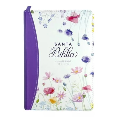 BIBLIA EMOCION PRIMAVERAL LILA CON CIERRE