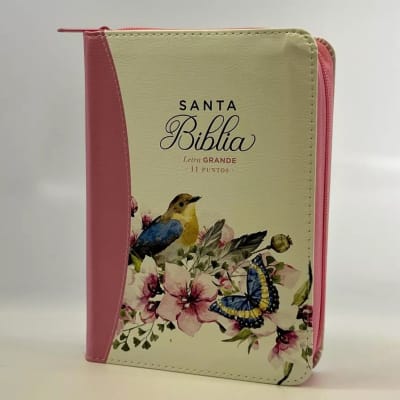 BIBLIA EMOCIÓN PRIMAVERAL ROSA CON CIERRE
