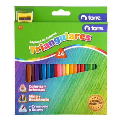 LAPICES DE 24 COLORES TORRE TRIANGULARES + SACAPUNTA