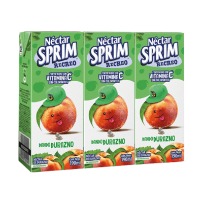 JUGO BOMBILLIN SPRIM DURAZNO X3 190 ML