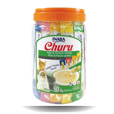 Tarro Churu Gatos - 50 tubos variedades Atun y pollo (700 g)