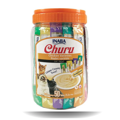 Tarro Churu Gatos - 50 tubos variedades pollo (700 g)