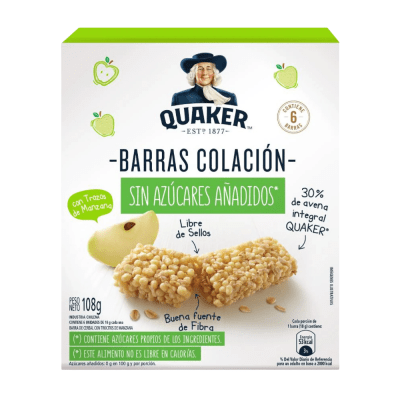 BARRAS QUAKER CON TROZOS DE MANZANA 108GR
