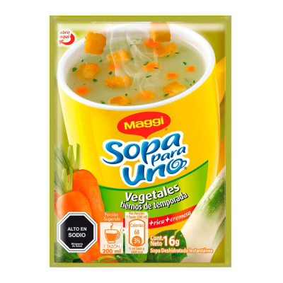 SOPA PARA UNO VEGETALES TIERNOS DE TEMPORADA 16GR