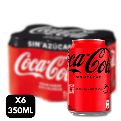 COCA COLA SIN AZUCAR X6 350ML