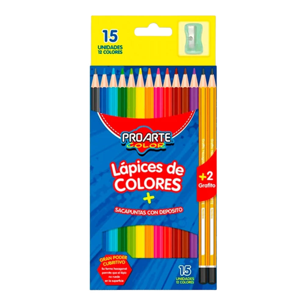 LAPIZ COLOR PROARTE 12 LARGOS + 2 GRAF + SACAP1