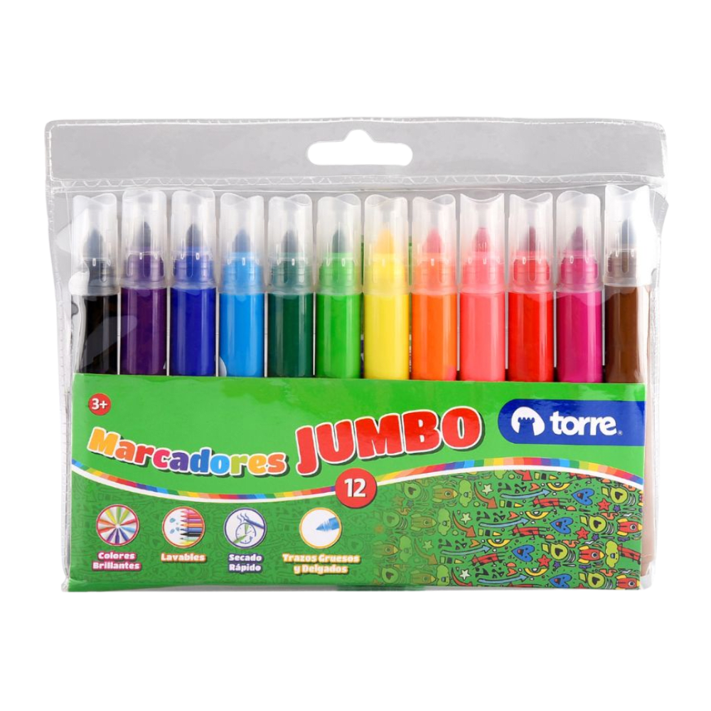 PLUMONES JUMBO TORRE 12 COLORES1