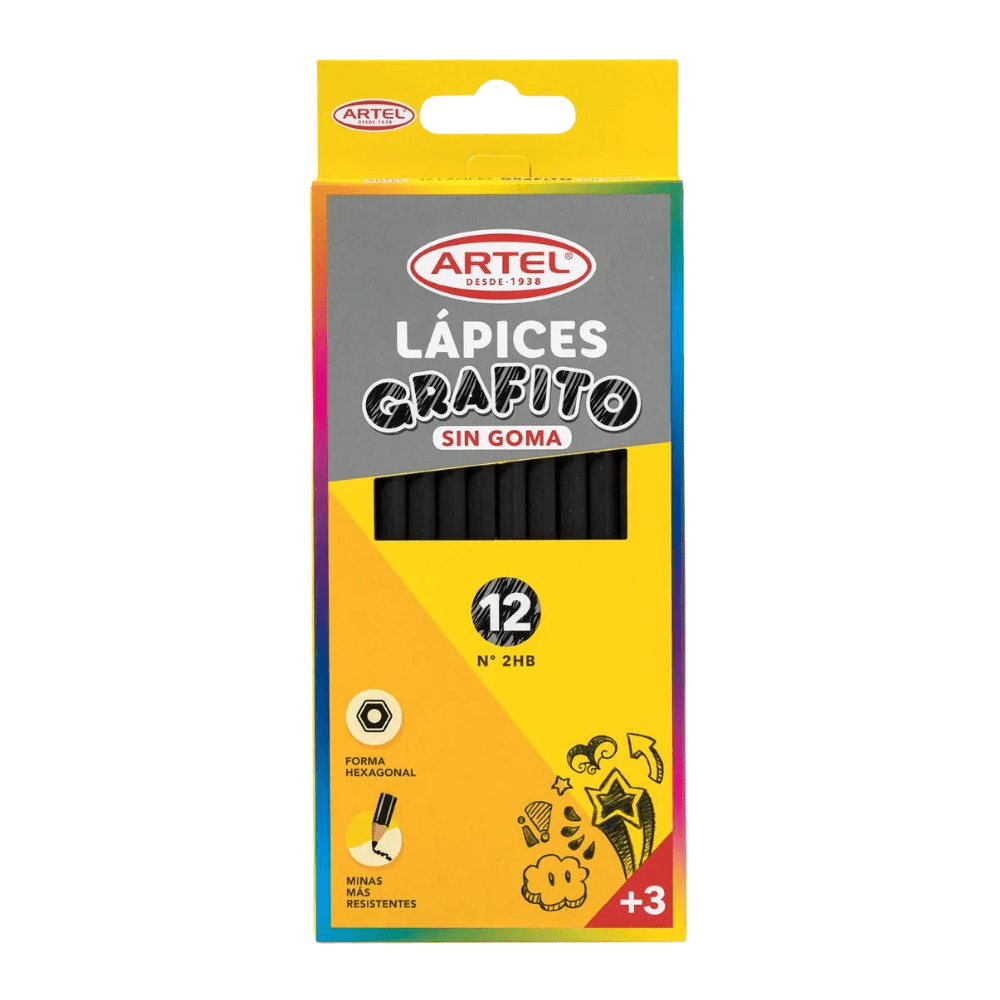 LAPIZ DE GRAFITO SIN GOMA X 12UN ARTEL1