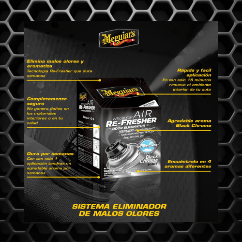 Eliminador De Olores Air Re Fresher Black Chrome Meguiars 59ml2