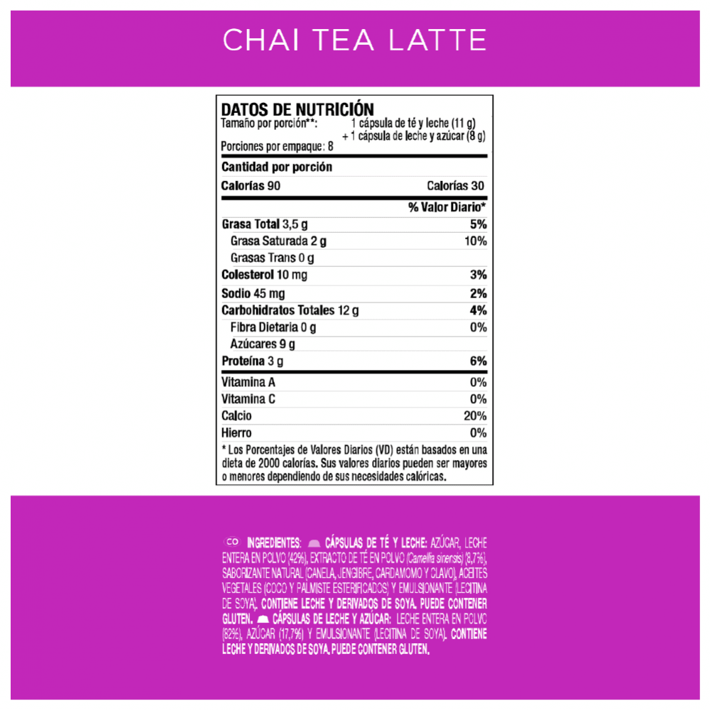 Capsulas Dolce Gusto Chai Tea Llatte 99,5G3