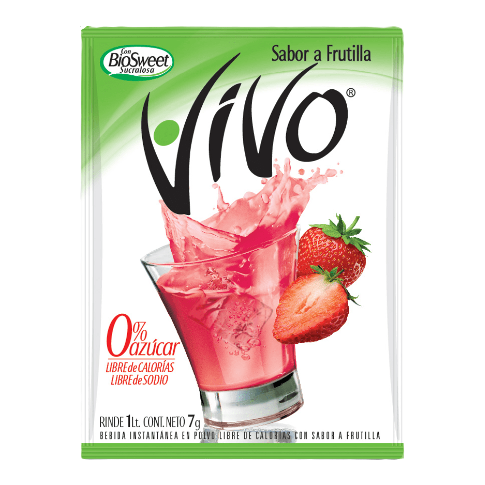 JUGO EN POLVO VIVO FRUTILLA 8G1