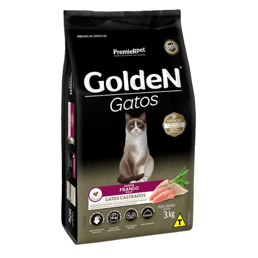 GOLDEN PREMIUM ESPECIAL GATO CASTRADO SABOR POLLO 3 KG1
