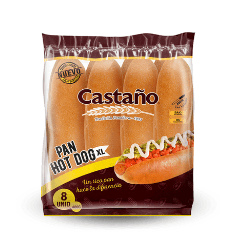 CASTAÑO PAN HOTDOG 480G 8U1