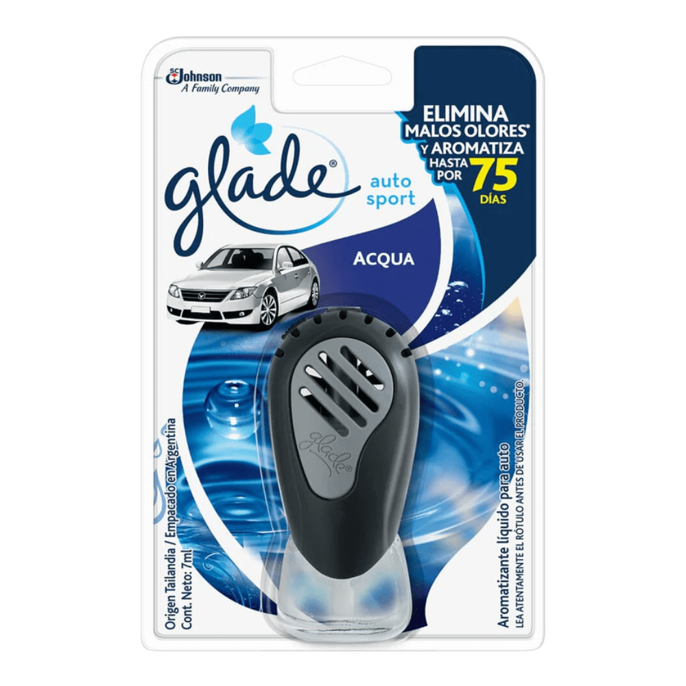 GLADE AUTO SPORT ACQUA 7ML 1 APARATO + 1 REPUESTO1