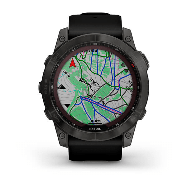 Garmin Fenix 7X Zafiro Solar / Gris Carbon - DLC Titanio (Correa Sport Carbon)2