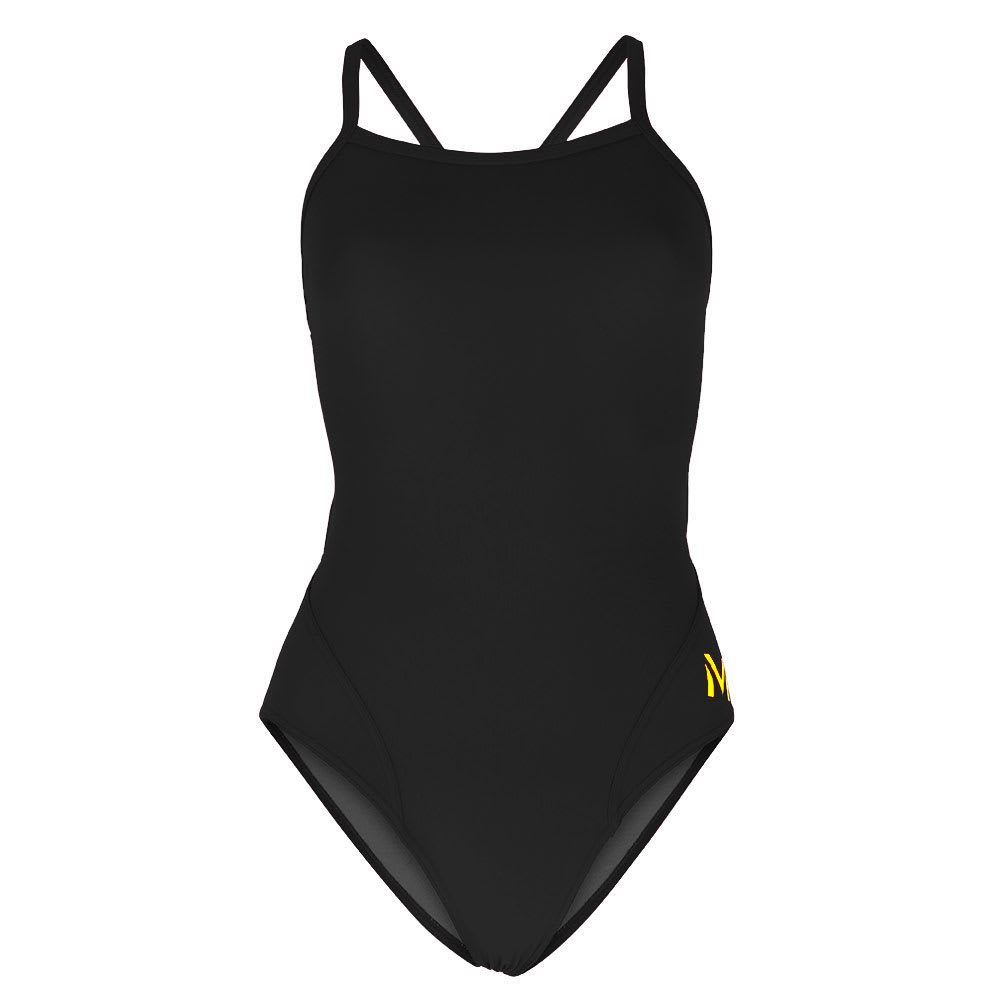 Phelps Traje de Natación Mujer Mid Back Solid / Negro2