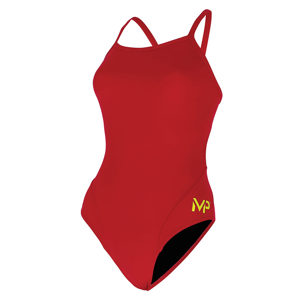 Phelps Traje de Natación Mujer Mid Back Solid / Rojo3