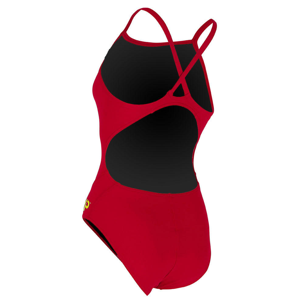 Phelps Traje de Natación Mujer Mid Back Solid / Rojo1