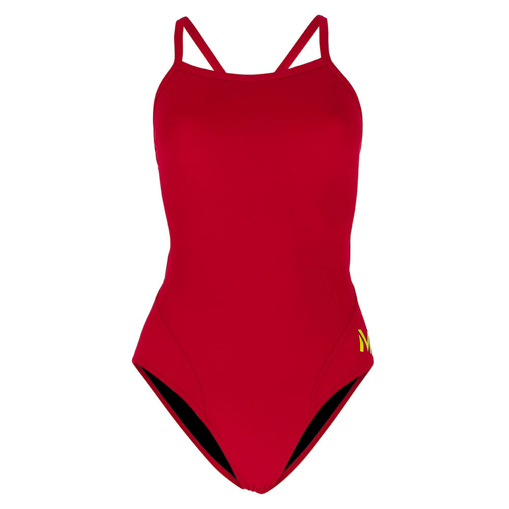 Phelps Traje de Natación Mujer Mid Back Solid / Rojo2