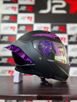 CASCO ABATIBLE LOGAN K3 NEGRO MATE SAFIRO LILA