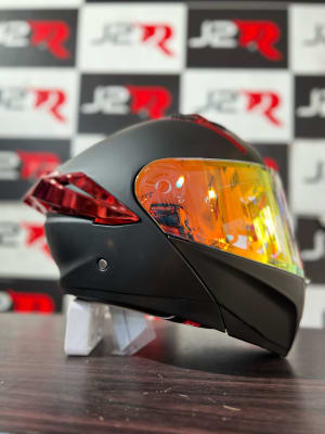 CASCO ABATIBLE LOGAN TH-02 NEGRO MATE SAFIRO ROJO