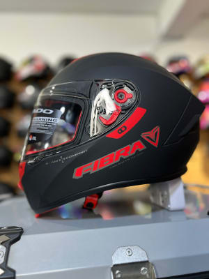 CASCO INTEGRAL FIBRA CHROMA ROJO ROJO NEGRO MATE