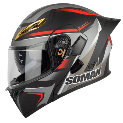 CASCO ABATIBLE SOMAN ARCOIRIS ROJO / GRIS