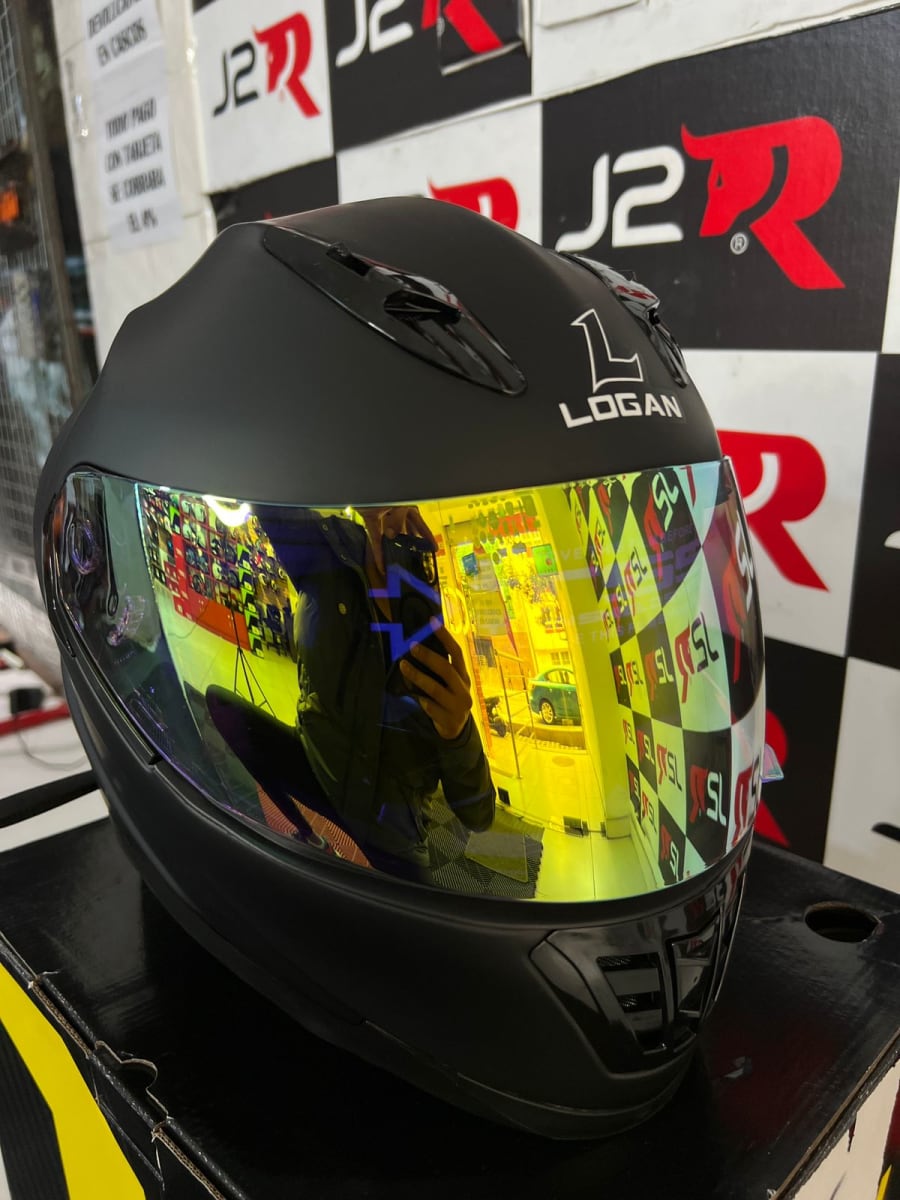 CASCO INTEGRAL LOGAN K4 NEGRO MATE V/DORADO2