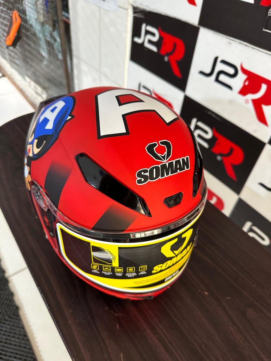 CASCO INTEGRAL SOMAN KIDS CAPITAN AMERICA ROJO3