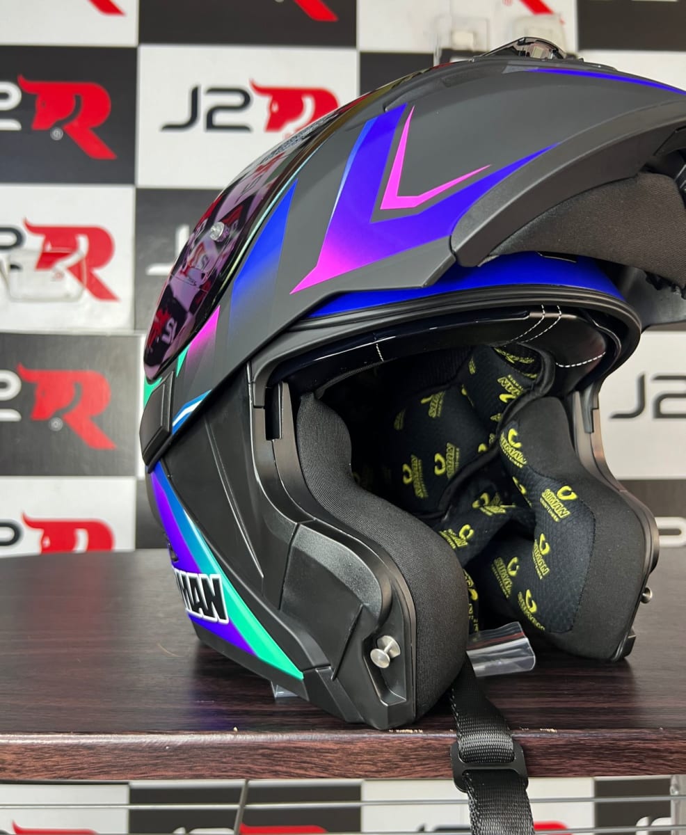 CASCO ABATIBLE SOMAN ARCOIRIS LILA VISOR REVO5