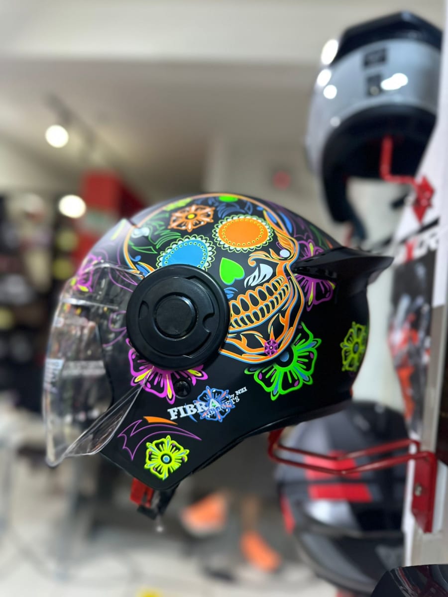 CASCO ABIERTO FIBRA ONE BIT STREAM TREKKER NEGRO Y NARANJA Y ROSADO4
