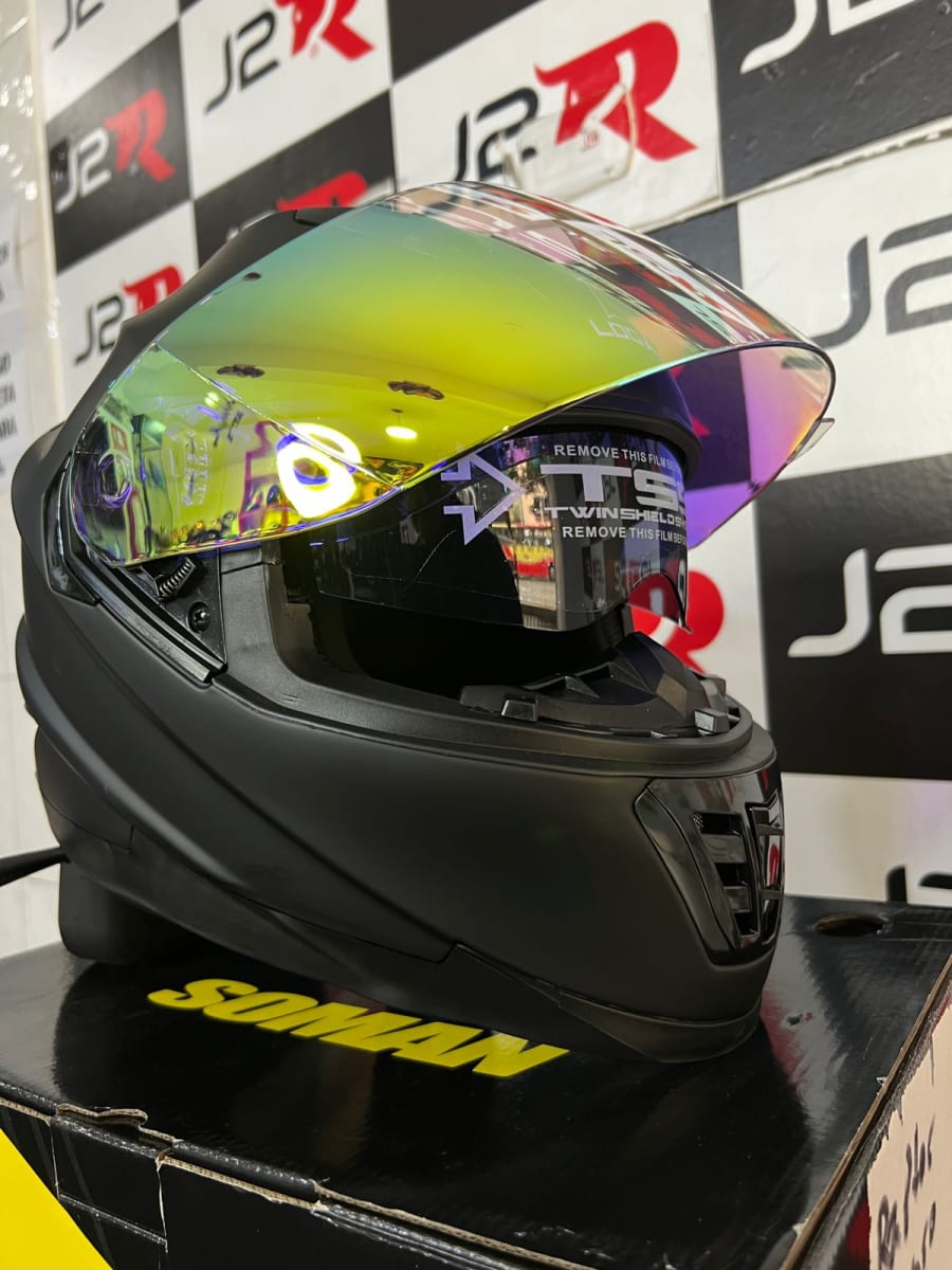 CASCO INTEGRAL LOGAN K4 NEGRO MATE V/DORADO4