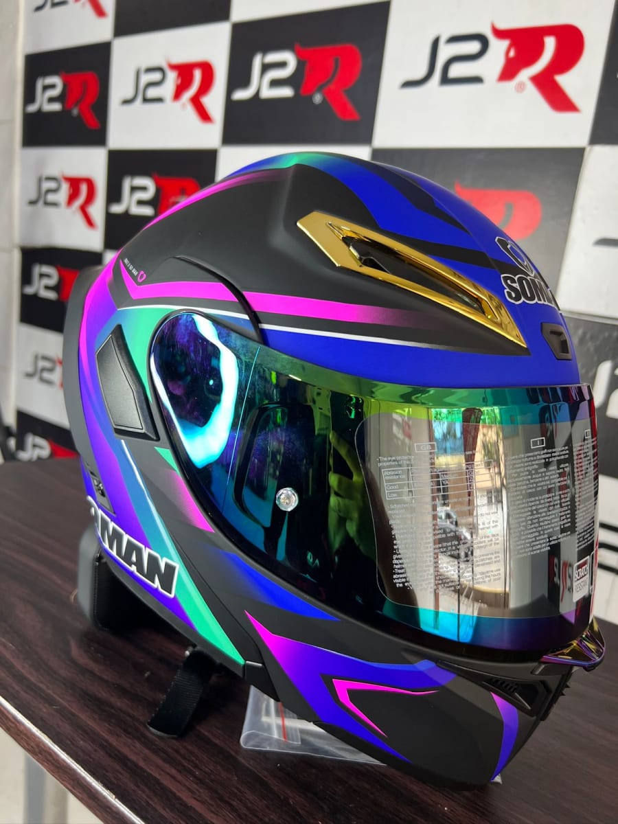 CASCO ABATIBLE SOMAN ARCOIRIS LILA VISOR REVO2