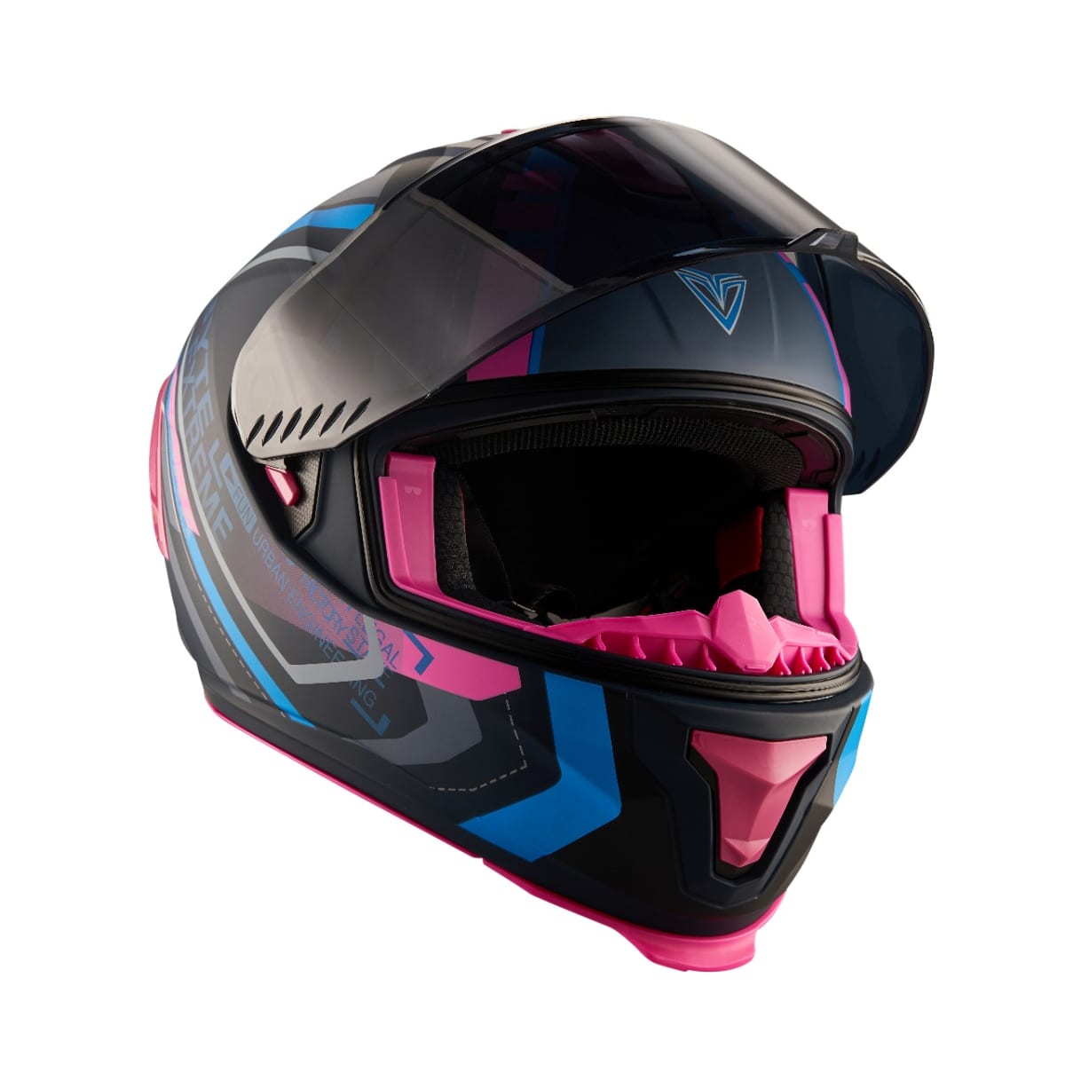 CASCO INTEGRAL FIBRA BYTE STREAM CHROMA EXTREME AZUL/AZUL/ROSADO MATE3