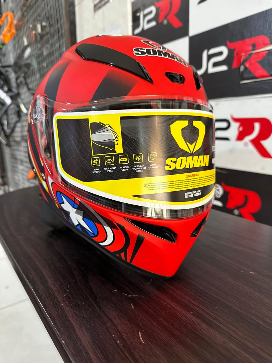 CASCO INTEGRAL SOMAN KIDS CAPITAN AMERICA ROJO2