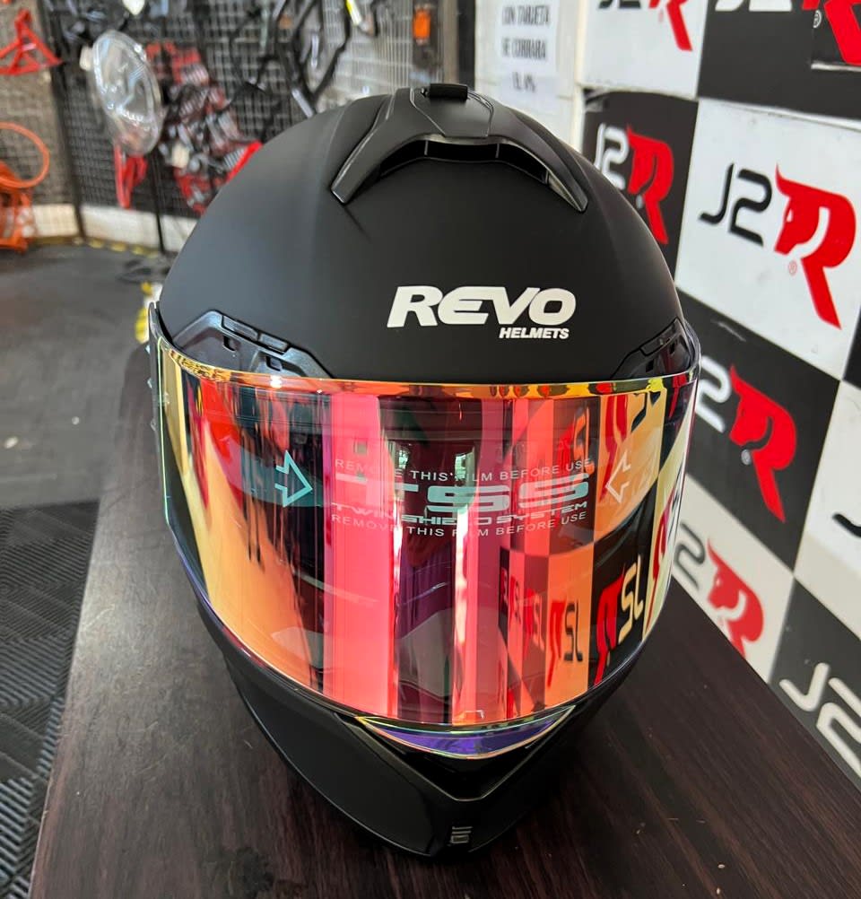 CASCO ABATIBLE REVO NEGRO MATE C/ LUZ LED VISOR ROJO3