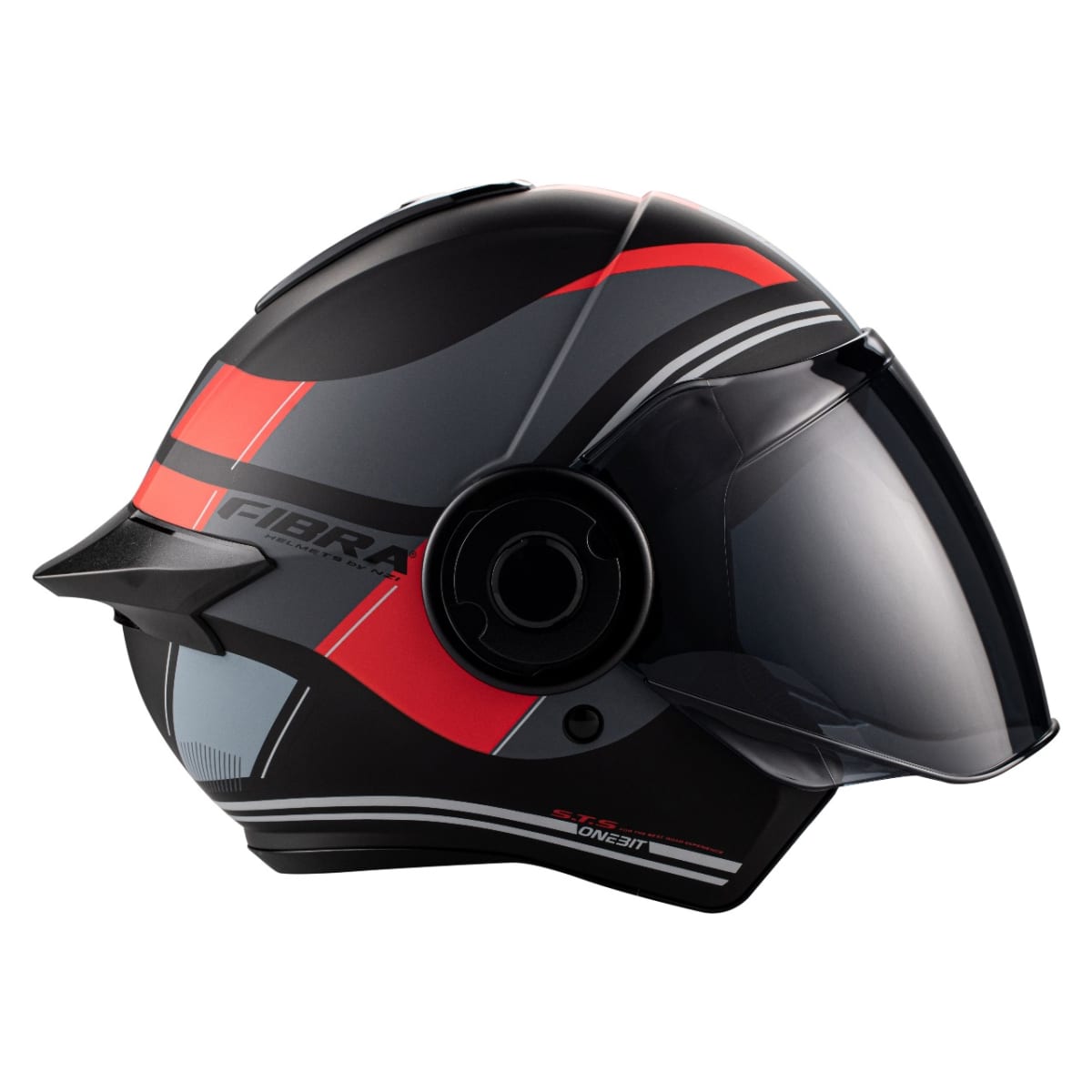 CASCO ABIERTO FIBRA ONE BIT STREAM THUNDER NEGRO Y ROJO MATE3