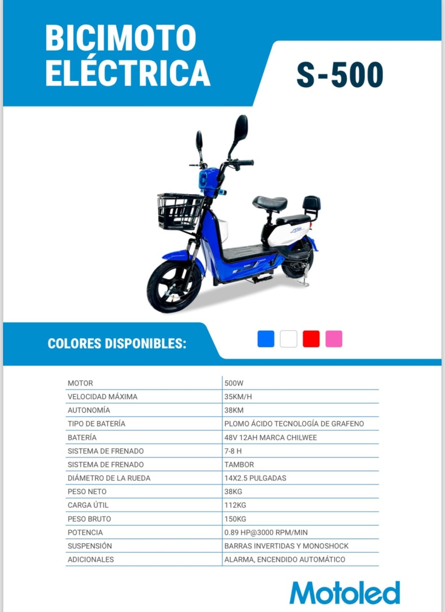 BICIMOTO ELECTRICA MOTOLED S-5003