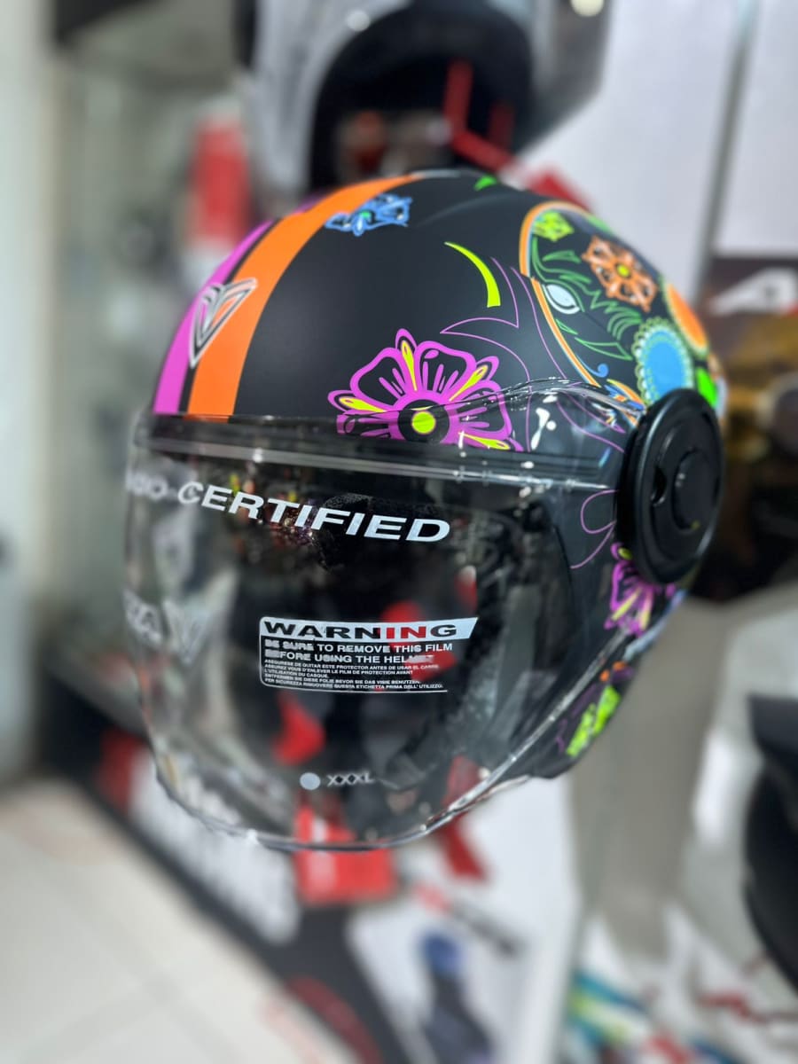 CASCO ABIERTO FIBRA ONE BIT STREAM TREKKER NEGRO Y NARANJA Y ROSADO3