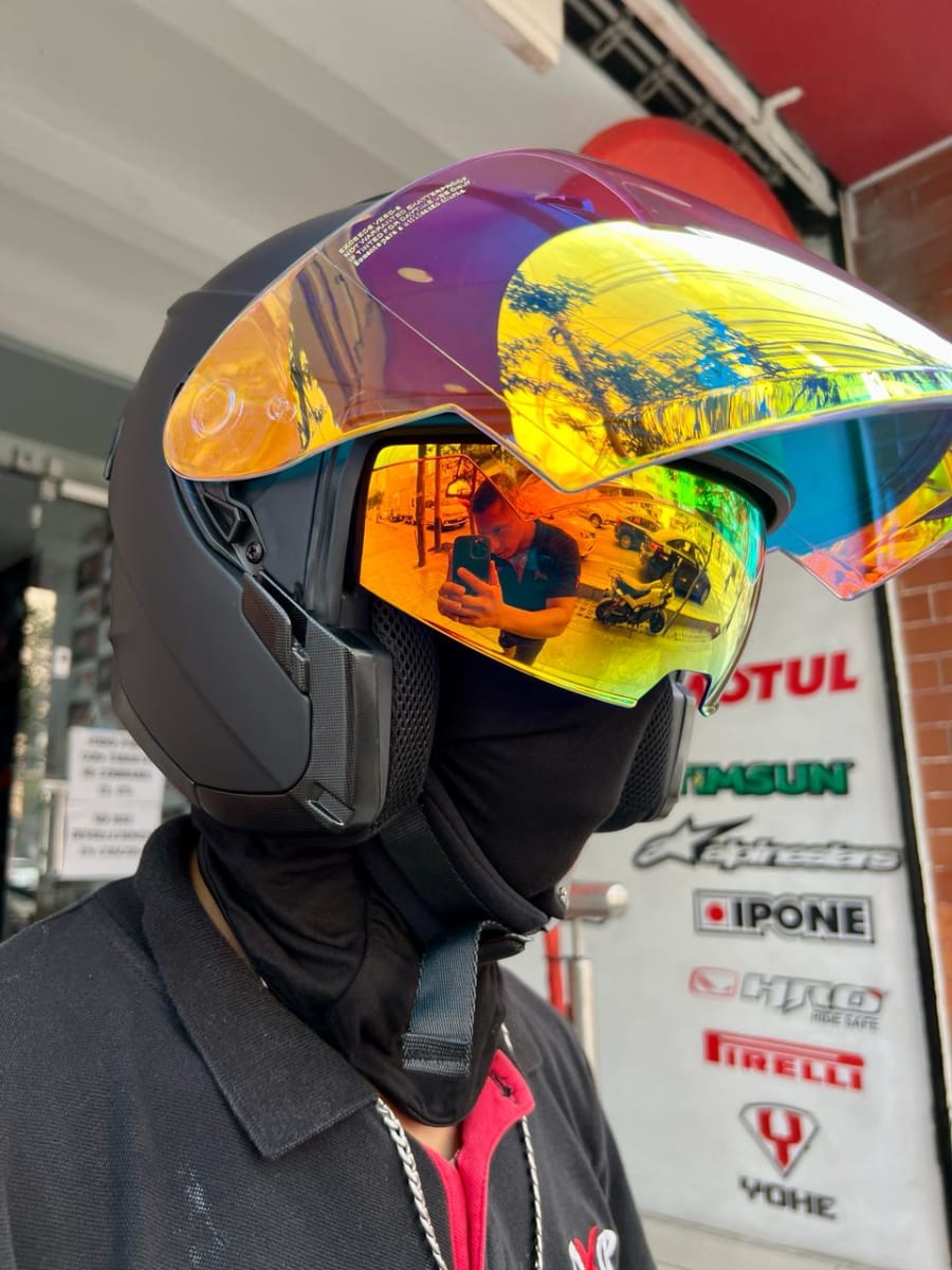 CASCO ABIERTO SOMAN NEGRO MATE / VISOR REVO1