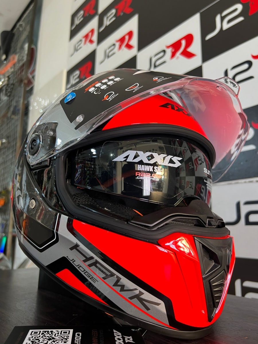 CASCO INTEGRAL AXXIS HAWK SV JUDGE B5 ROJO FLUOR4