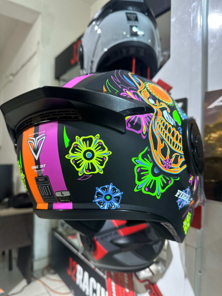 CASCO ABIERTO FIBRA ONE BIT STREAM TREKKER NEGRO Y NARANJA Y ROSADO2