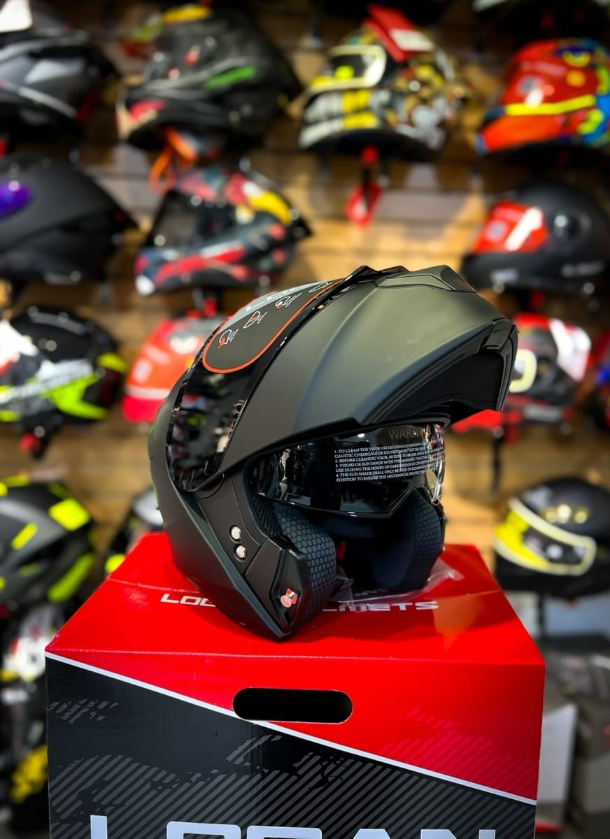 Soman Casco Negro Polarizado CASCO ABATIBLE LOGAN NEGRO MATE J2 RACING