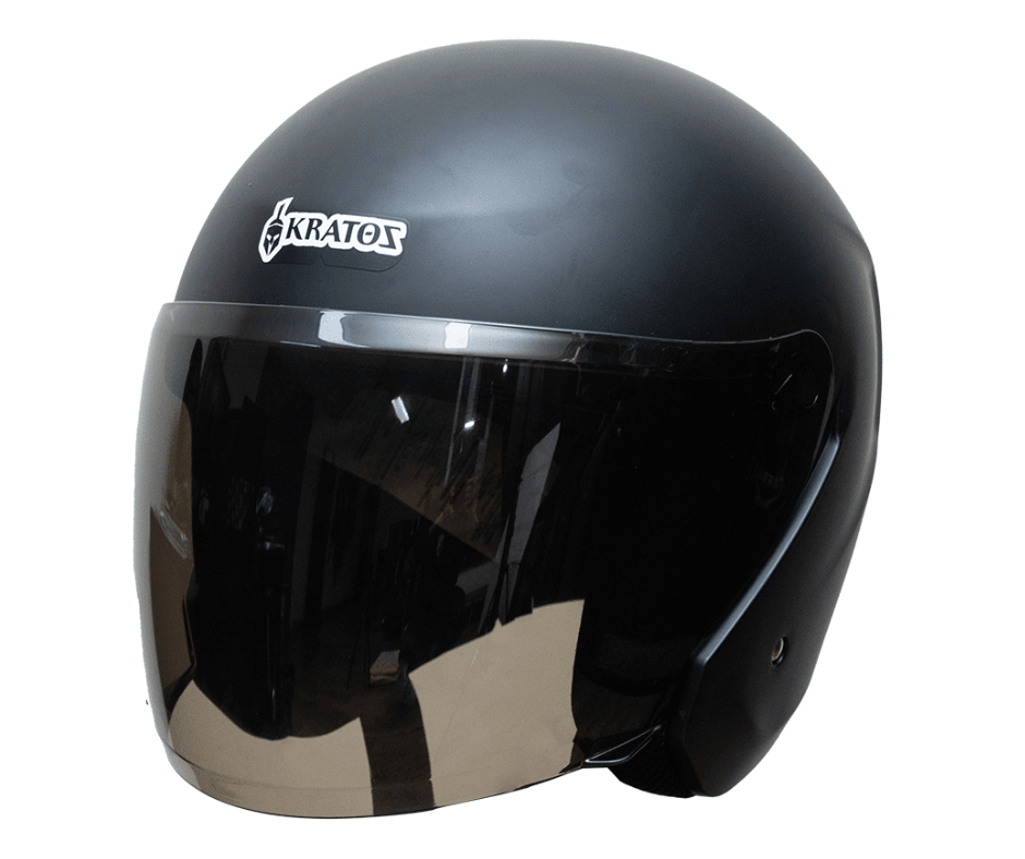 CASCO ABIERTO KRATOZ K10 NEGRO MATE VISOR TRANSPARENTE2