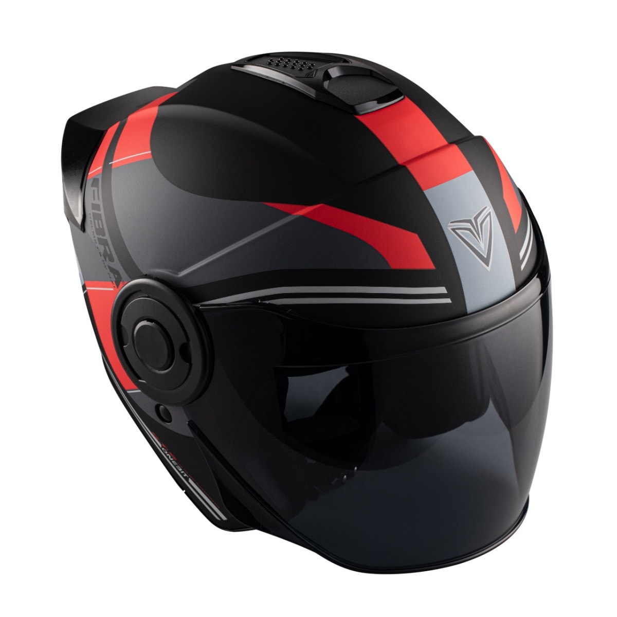 CASCO ABIERTO FIBRA ONE BIT STREAM THUNDER NEGRO Y ROJO MATE4